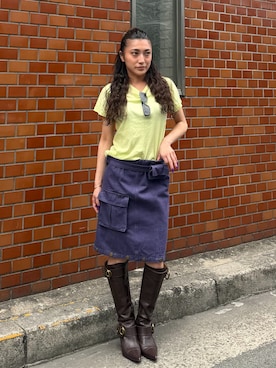 「Oriens JOURNAL STANDARD（オリエンス ジャーナルスタンダード）の2way アジャスティッドスカート（スカート、パープル系）」を使った、RINKAさん（レディース・164cm）の春コーディネート
