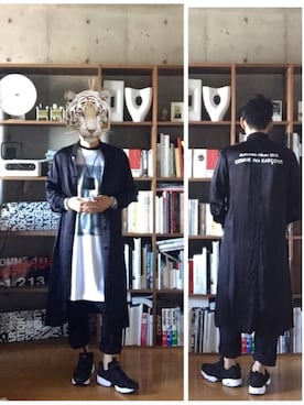 BLACK COMME des GARCONSのチェスターコートを使った人気ファッション