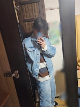 「アイテム（デニムジャケット）」を使った、きぬさん（キッズ・168cm）の冬コーディネート