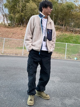 「patagonia（パタゴニア）のアイテム」を使った、satoさん（メンズ・178cm）の冬コーディネート