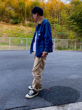 「アイテム（カバーオール）」を使った、satoさん（メンズ・178cm）の冬コーディネート