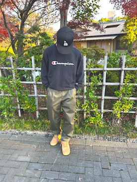 「アイテム（チノパンツ）」を使った、cocowearvintageさん（レディース・157cm）の冬コーディネート