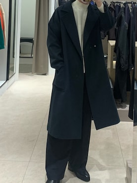 「Lui's（ルイス）のアイテム（チェスターコート）」を使った、r.kobata1204さん（メンズ・182cm）の冬コーディネート
