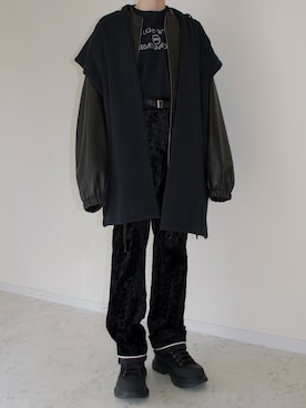 UNISEX》Buffalo Crack Leather Dress-Over Short Mods Coat