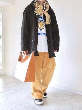 「Daniel & Bob（ダニエル&ボブ）のアイテム（バッグ）」を使った、橋本さん（メンズ・174cm）の秋コーディネート