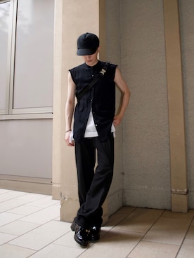 「CPH（シーピーエイチ）のアイテム（キャップ）」を使った、橋本さん（メンズ・174cm）の夏コーディネート