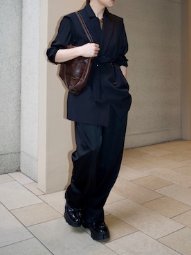 美品✨MaxMara マックスマーラ トートバッグ ロングショルダー レザー 黒 Max Mara（マックスマーラ）の「Max Mara - クロコダイル