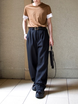 「JIL SANDER（ジルサンダー）のアイテム（スラックス）」を使った、橋本さん（メンズ・174cm）の夏コーディネート