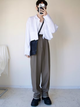 「ARMANI EXCHANGE（アルマーニエクスチェンジ）のアイテム（ブーツ）」を使った、橋本さん（メンズ・174cm）の春コーディネート