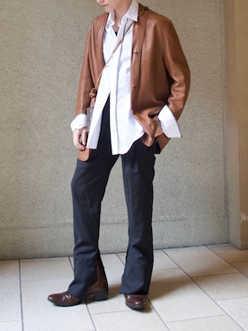 「Yves Saint Laurent（イヴサンローラン）のアイテム（シューズ）」を使った、橋本さん（メンズ・174cm）の秋コーディネート