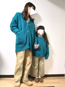 「アイテム（モカシン/デッキシューズ）」を使った、yur★takさん（キッズ・110cm）の冬コーディネート