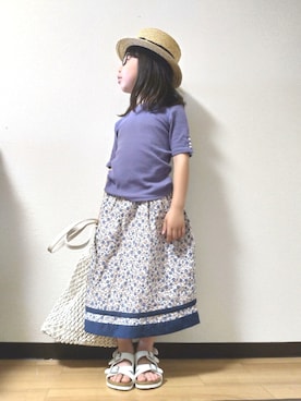 「petit main（プティマイン）のアイテム（スカート）」を使った、yur★takさん（キッズ・110cm）の夏コーディネート