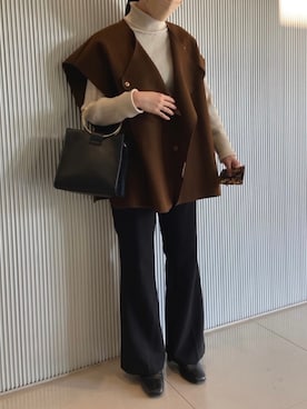 「アイテム（ベスト）」を使った、ももさん（レディース・153cm）の秋コーディネート