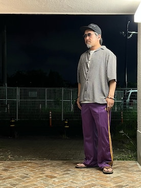 「アイテム（パープル系）」を使った、gottusoさん（メンズ・179cm）の夏コーディネート