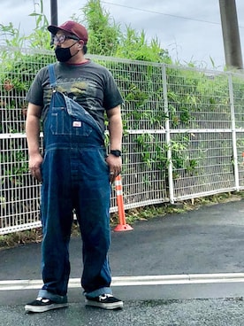 「メッシュキャップ」｜「アイテム（サロペット/オーバーオール）」を使った、gottusoさん（メンズ・179cm）の夏コーディネート