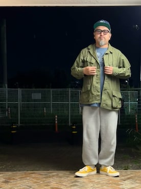「アイテム（ミリタリージャケット）」を使った、gottusoさん（メンズ・179cm）の秋コーディネート