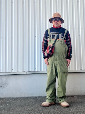 「CA4LA（カシラ）のアイテム（帽子）」を使った、gottusoさん（メンズ・179cm）の冬コーディネート