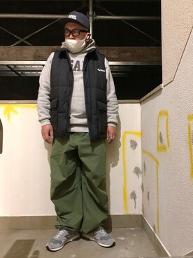 「WILD THINGS（ワイルドシングス）のアイテム（ダウンベスト）」を使った、gottusoさん（メンズ・179cm）の冬コーディネート