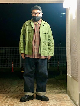 「DECHO（デコー）のアイテム（キャップ）」を使った、gottusoさん（メンズ・179cm）の春コーディネート