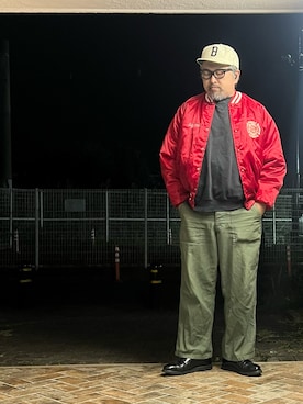 「アイテム（スタジャン）」を使った、gottusoさん（メンズ・179cm）の秋コーディネート