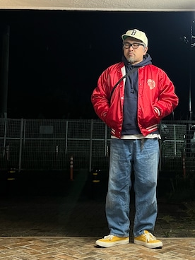 「アイテム（スタジャン）」を使った、gottusoさん（メンズ・179cm）の冬コーディネート