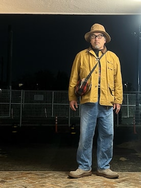 「CA4LA（カシラ）のアイテム（帽子）」を使った、gottusoさん（メンズ・179cm）の春コーディネート