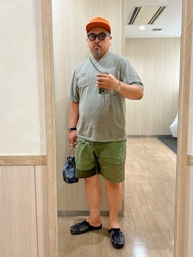 「巾着バッグ」｜「アイテム（アナログ腕時計）」を使った、gottusoさん（メンズ・179cm）の夏コーディネート