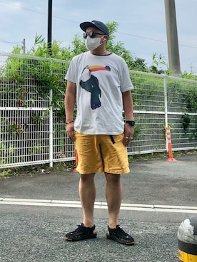 「アウトドアスタイル」｜「アイテム（パンツ、ゴールド系）」を使った、gottusoさん（メンズ・179cm）の夏コーディネート