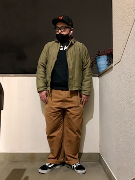 「ロールアップ」｜「アイテム（ミリタリージャケット）」を使った、gottusoさん（メンズ・179cm）の冬コーディネート