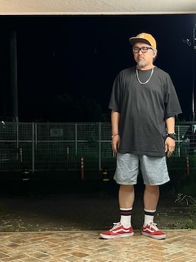 「PRO CLUB （プロクラブ）のアイテム（Tシャツ/カットソー）」を使った、gottusoさん（メンズ・179cm）の夏コーディネート