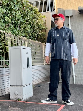 「CONVERSE ALL STAR（コンバースオールスター）のALL STAR LGCY OX /オールスター　ＬＧＣＹ　ＯＸ（スニーカー、ブラック系）」を使った、gottusoさん（メンズ・179cm）の秋コーディネート