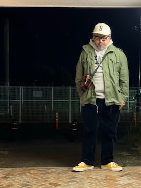 「アイテム（テーラードジャケット、グリーン系）」を使った、gottusoさん（メンズ・179cm）の冬コーディネート