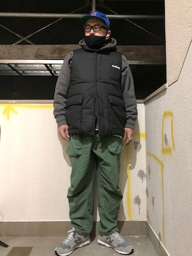 「WILD THINGS（ワイルドシングス）のアイテム（ダウンベスト）」を使った、gottusoさん（メンズ・179cm）の冬コーディネート