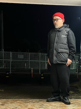 「アイテム（ダウンベスト）」を使った、gottusoさん（メンズ・179cm）の冬コーディネート