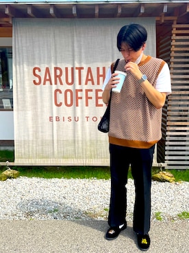 「MONKEY TIME（モンキータイム）のアイテム（ベスト）」を使った、なおきさん（メンズ・182cm）の夏コーディネート