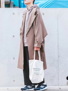 「Steven Alan」｜「アイテム（チェスターコート）」を使った、ノエル（40代お洒落コーデ）さん（メンズ・178cm）の秋コーディネート