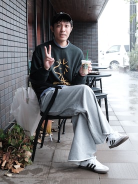 「アイテム（スウェットパンツ）」を使った、ノエル（40代お洒落コーデ）さん（メンズ・177cm）の秋コーディネート