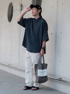 「remer（リメール）のアイテム（帽子）」を使った、ノエル（40代お洒落コーデ）さん（メンズ・177cm）の夏コーディネート