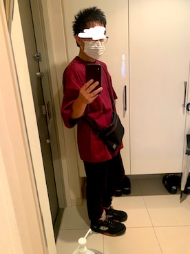 「ZOZO（ゾゾ）のスリムテーパードデニムパンツ（パターンオーダー）／ブラック［MEN］（デニムパンツ）」を使った、KOKOJIさん（メンズ・158cm）の夏コーディネート