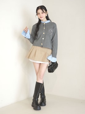 「アイテム（ノーカラージャケット、グレー系）」を使った、eimyistoireさん（レディース・160cm）の秋コーディネート
