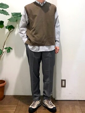 「FORK&SPOON」｜「アイテム（スラックス）」を使った、ゆーとさん（メンズ・177cm）の春コーディネート