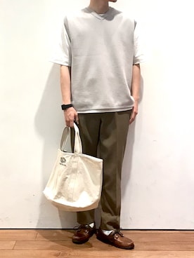「FRUIT OF THE LOOM（フルーツオブザルーム）のアイテム（バッグ）」を使った、ゆーとさん（メンズ・177cm）の春コーディネート