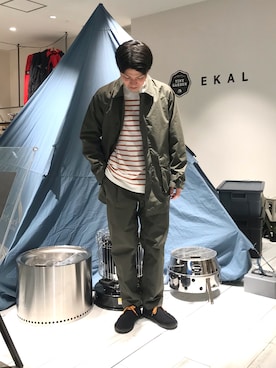 「EKAL（エカル）のアイテム（ジャケット/アウター）」を使った、ゆーとさん（メンズ・177cm）の冬コーディネート