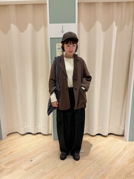 「サマンサモスモス」｜「アイテム（ノーカラージャケット）」を使った、たなべ🧸さん（レディース・159cm）の秋コーディネート