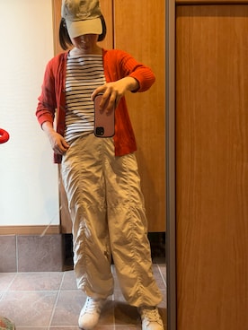 「DISCOAT（ディスコート）のアイテム（カーディガン/ボレロ）」を使った、riiさん（レディース・155cm）の秋コーディネート
