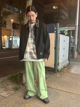 「アイテム（その他アウター、ブラック系）」を使った、上ノ山 寛瑛さん（メンズ・172cm）の秋コーディネート