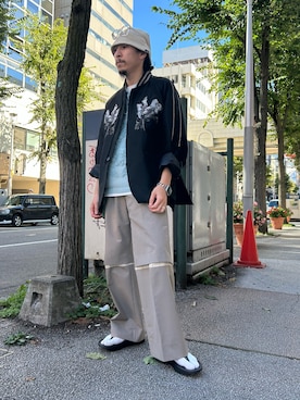 「アイテム（スリッポン）」を使った、上ノ山 寛瑛さん（メンズ・172cm）の夏コーディネート