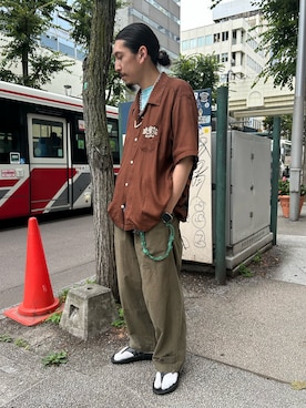 「OOFOS（ウーフォス）のアイテム」を使った、上ノ山 寛瑛さん（メンズ・172cm）の夏コーディネート