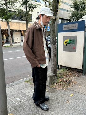 「アイテム（サンダル）」を使った、上ノ山 寛瑛さん（メンズ・172cm・30代）の秋コーディネート