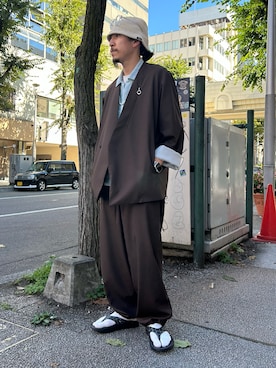 「アイテム（スリッポン）」を使った、上ノ山 寛瑛さん（メンズ・172cm）の夏コーディネート